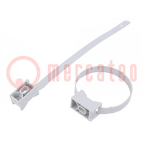Cable strap clip; polyamide; Application: for braids; light grey