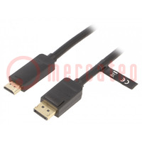 Kabel; DisplayPort-stekker,HDMI-stekker; Lngt: 5m; zwart; 30AWG