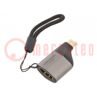 Adapter; HDMI 1.4; HDMI socket,USB C plug; gold-plated; grey