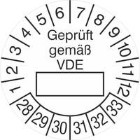 Prüfplaketten - Geprüft gemäß VDE, 15 Stück/Bogen, selbstklebend, 3,0 cm Version: 28-33 - Prüfplakette - Geprüft gemäß VDE 28-33