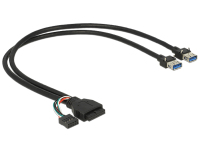 DeLOCK 0.45m USB 3.0 pin + USB 2.0 pin / 2 x USB 3.0 A USB Kabel 0,45 m 2.0/3.2 Gen 1 (3.1 Gen 1) 2 x USB A Schwarz