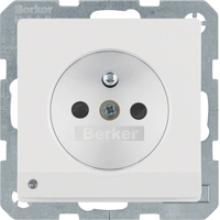 Berker Steckdose mit Schutzkontaktstift und LED-Orientierungslicht Q.x polarweiß, samt