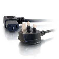 C2G 0.5m 18 AWG UK 90° Power Cord (IEC320C13R to BS 1363)
