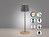 2er SET Outdoor Akku Tischlampen Grau / Holz ohne Kabel - LED & RGB - Höhe 38cm