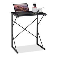 Relaxdays Schreibtisch klein, HxBxT 75 x 60 x 40 cm, kompakter Computertisch, Laptop Arbeitstisch, MDF & Metall, schwarz