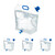 Relaxdays Wasserkanister 4er Set, 10 l, faltbar, Wasserbehälter mit Zapfhahn & Griff, Camping Kanister, transparent/blau