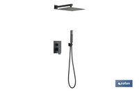 CONJUNTO DE DUCHA EMPOTRADA MONOMANDO CUADRADA NEGRO MATE
