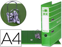 Archivador de Palanca Liderpapel A4 Filing System Forrado con Rado Lomo 75Mm Verde Compresor Metalico