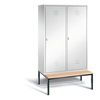CLASSIC cloakroom locker with bench mounted underneath, door for 2 compartments