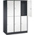 Armario guardarropa de acero de dos pisos INTRO, A x P 1220 x 600 mm, 6 compartimentos, cuerpo gris negruzco, puertas en blanco puro.