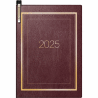 Taschenkalender 713 7,2x10,2cm 1 Woche/2 Seiten Kunststoff bordeaux 2025