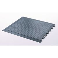 Anti-fatigue rubber chequer plate matting - end section, black