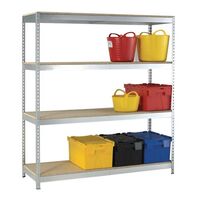 Heavy duty galvanised shelving - additional chipboard shelves