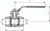 Zeichnung: Edelstahl-Kugelhahn 2-teilig, leichte Bauform, voller Durchgang