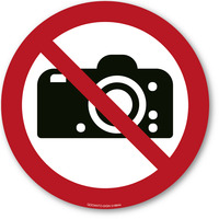 Fotografieren Verboten, EN ISO 7010, P029, Verbotsaufkleber, 10 cm, aus Premium-Aufkleber blasenfrei, mit UV-Schutz
