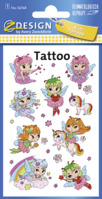 Kinder Tattoos, Tattoofolie, Feen, Einhörner, mehrfarbig, 9 Aufkleber