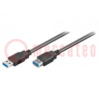 Kabel; USB 3.0; USB A-Buchse,USB A-Stecker; 5m; schwarz; Ader: Cu