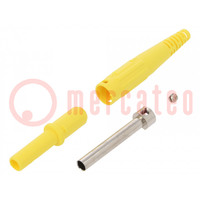 Contact; banaanstekker 4mm; 32A; 1kV; geel; op de kabel; 2,5mm2