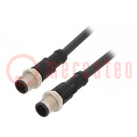 Cable: para sensores/automática; PIN: 10; M12-M12; 1m; enchufe