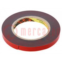 Tape: fixing; W: 12mm; L: 5.5m; Thk: 1100um; acrylic; dark grey
