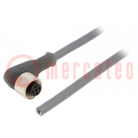 Connection lead; M12; PIN: 5; angled; 10m; plug; 63VAC; 2.2A; PUR