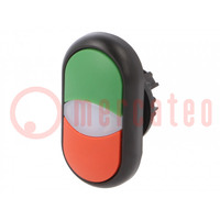 Commutateur: double; 22mm; Pos.stab: 1; rouge/vert; IP66; plat