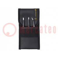 Kit: tweezers; for precision works; ESD; 3pcs.
