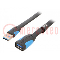 Kabel; USB 3.0; USB A gniazdo,USB A wtyk; cynowany; 3m