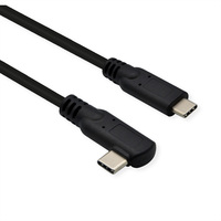 ROLINE Câble USB 3.2 Gen 2x2, avec PD (Power Delivery) 20V5A, avec Emark, C-C, M/M, 1x coudé à 90°, 20 Gbit/s, noir, 1 m