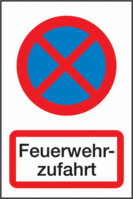 Brandschutz-Parkverbots-Kombischild - Haltverbot, Feuerwehrzufahrt, Rot/Blau