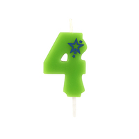 Zahlenkerze, Mini 6,8 cm grün "4". Material: Paraffin. Farbe: grün