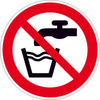 Verbotsschild - Verbotszeichen auf Bogen, Kein Trinkwasser, 6 Stück auf Bogen, Größe: 5,0 cm DIN EN ISO 7010 P005 ASR A1.3 P005