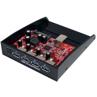 StarTech.com Panel Multipuertos Hub Concentrador USB 3.0 (5Gbps) SuperSpeed para Bahía Frontal de 3,5 o 5,25 Pulgadas