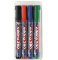 Edding 360/4 S marker 4 szt. Czarny, Niebieski, Zielony, Czerwony