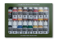 Vallejo 70148 Acrylfarbe Schwarz, Blau, Braun, Fleisch, Gold, Grün, Rot, Silber, Weiß, Gelb Flasche 17 ml