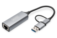 Digitus Adattatore Gigabit Ethernet USB Type-C™ 2.5G, USB-C™ + USB A (USB3.1/3.0)