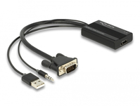 DeLOCK 64172 video átalakító kábel 0,25 M HDMI A-típus (Standard) VGA (D-Sub) + 3.5mm + USB Type-A Fekete
