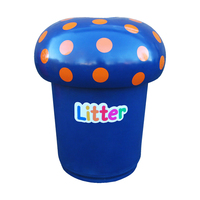 Mushroom Litter Bin - 90 Litre - with Litter Letters - Light Blue - Galvanised Steel Liner