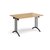 Rectangular folding leg table with black legs and curved foot rails 1200mm x 800mm - oak