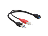Kabel USB 3.0 A Buchse an USB 3.0 A Stecker + USB 2.0 A, schwarz, 0,3m, Delock® [83176]