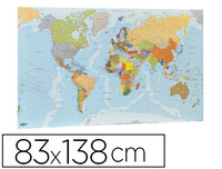 Mapa mural faibo planisferio plastificado enrollado 83x138 cm