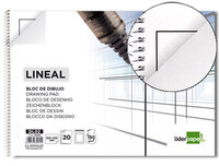 Bloc Dibujo Liderpapel Lineal Espiral 230X325Mm 20 Hojas 130G/M2 con Recuadro Perforado