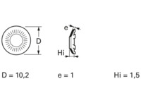 Kontaktscheibe, M5, H 1 mm, Außen-Ø 10.2 mm, Federstahl, DIN 17222, 150 32 05