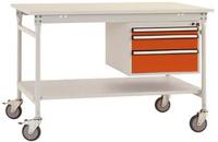 Manuflex BB5361.2001 Komplett BASIS oldalsó asztal melamin tetejével + háztartással, Szélesség x H: 1000 x 800 x 850 mm Pirosas narancs (RAL 2001)