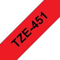 Tape Black on Red 24mm TZE451, 8 m, 2.4 cm Címke szalagok