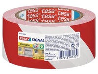 tesa® Signal Universal Waarschuwings-en markeringstape, PP, 50 mm x 66 m, Rood-Wit (rol 66 meter)