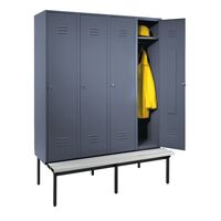 Clothes locker with bench mounted underneath