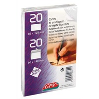 GPV Paquet de 20 cartes de visite + 20 enveloppes autoadhésive format 90x140 mm