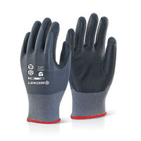 NITRILE PU GLOVES BLACK/GREY XS