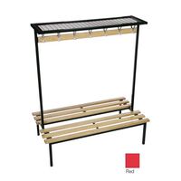 Evolve duo bench with mesh top shelf 1000 x 800mm 10 hooks - 2 uprights - red